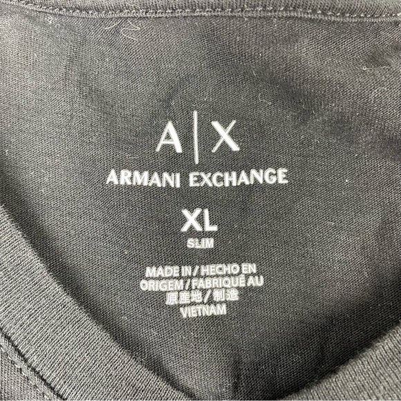 Armani Exchange Logo T Shirt Men Black Size XL Slim Fit - Picture 3 of 5